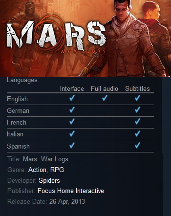 Mars: War Logs Steam - Click Image to Close